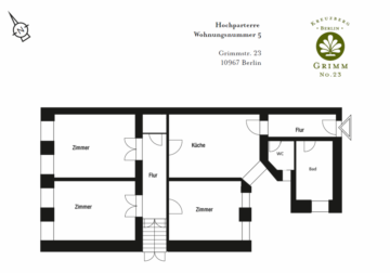 Geräumige Hochparterrewohnung mit großer Wohnküche, 10967 Berlin, Etagenwohnung