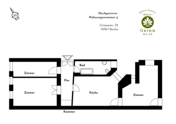 Frisch sanierte Hochparterrewohnung mit großer Wohnküche, 10967 Berlin, Etagenwohnung